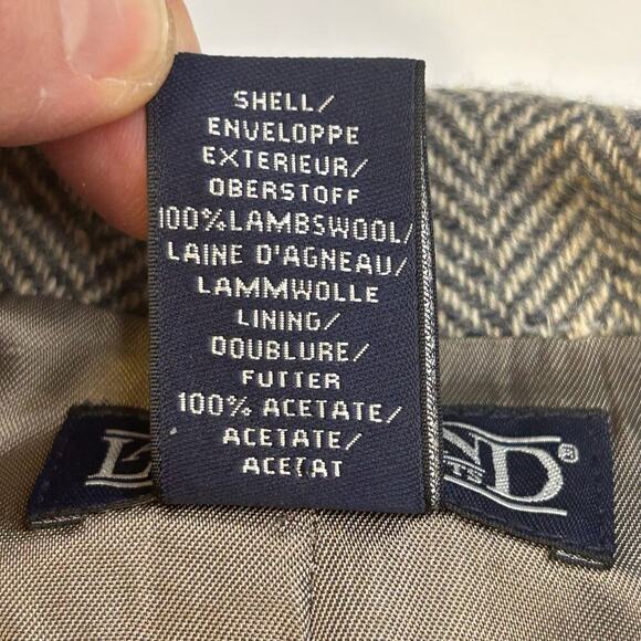 Lands End women's 100% lambswool gray herringbone 4 button lined blazer 10P - Picture 7 of 12